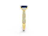 Yellow gold Emerald Cut Diamond Solitaire Engagement Ring with Pavé Band and Four-Prong Setting_2