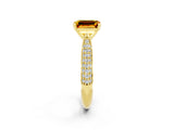 Yellow gold Emerald Cut Diamond Solitaire Engagement Ring with Pavé Band and Four-Prong Setting_2