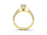 Yellow gold Emerald Cut Diamond Solitaire Engagement Ring with Pavé Band and Four-Prong Setting_3