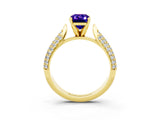 Yellow gold Emerald Cut Diamond Solitaire Engagement Ring with Pavé Band and Four-Prong Setting_3