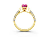 Yellow gold Emerald Cut Diamond Solitaire Engagement Ring with Pavé Band and Four-Prong Setting_3
