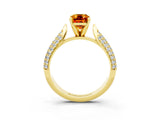 Yellow gold Emerald Cut Diamond Solitaire Engagement Ring with Pavé Band and Four-Prong Setting_3