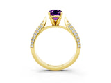 Yellow gold Emerald Cut Diamond Solitaire Engagement Ring with Pavé Band and Four-Prong Setting_3