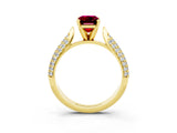 Yellow gold Emerald Cut Diamond Solitaire Engagement Ring with Pavé Band and Four-Prong Setting_3