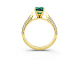 Yellow gold Emerald Cut Diamond Solitaire Engagement Ring with Pavé Band and Four-Prong Setting_3