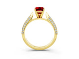 Yellow gold Emerald Cut Diamond Solitaire Engagement Ring with Pavé Band and Four-Prong Setting_3