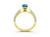 Yellow gold Emerald Cut Diamond Solitaire Engagement Ring with Pavé Band and Four-Prong Setting_3