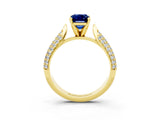 Yellow gold Emerald Cut Diamond Solitaire Engagement Ring with Pavé Band and Four-Prong Setting_3