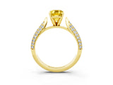 Yellow gold Emerald Cut Diamond Solitaire Engagement Ring with Pavé Band and Four-Prong Setting_3