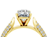 Yellow gold Emerald Cut Diamond Solitaire Engagement Ring with Pavé Band and Four-Prong Setting_4