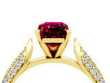 Yellow gold Emerald Cut Diamond Solitaire Engagement Ring with Pavé Band and Four-Prong Setting_4