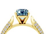 Yellow gold Emerald Cut Diamond Solitaire Engagement Ring with Pavé Band and Four-Prong Setting_4