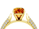 Yellow gold Emerald Cut Diamond Solitaire Engagement Ring with Pavé Band and Four-Prong Setting_4