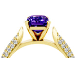 Yellow gold Emerald Cut Diamond Solitaire Engagement Ring with Pavé Band and Four-Prong Setting_4