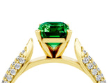 Yellow gold Emerald Cut Diamond Solitaire Engagement Ring with Pavé Band and Four-Prong Setting_4
