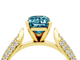 Yellow gold Emerald Cut Diamond Solitaire Engagement Ring with Pavé Band and Four-Prong Setting_4