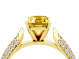 Yellow gold Emerald Cut Diamond Solitaire Engagement Ring with Pavé Band and Four-Prong Setting_4