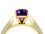 Yellow gold Emerald Cut Diamond Solitaire Engagement Ring with Pavé Band and Four-Prong Setting_4