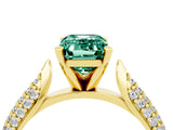 Yellow gold Emerald Cut Diamond Solitaire Engagement Ring with Pavé Band and Four-Prong Setting_4