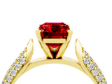 Yellow gold Emerald Cut Diamond Solitaire Engagement Ring with Pavé Band and Four-Prong Setting_4