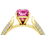 Yellow gold Emerald Cut Diamond Solitaire Engagement Ring with Pavé Band and Four-Prong Setting_4