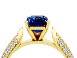 Yellow gold Emerald Cut Diamond Solitaire Engagement Ring with Pavé Band and Four-Prong Setting_4