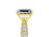 Yellow gold Emerald Cut Diamond Solitaire Engagement Ring with Pavé Band and Four-Prong Setting_5