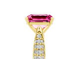 Yellow gold Emerald Cut Diamond Solitaire Engagement Ring with Pavé Band and Four-Prong Setting_5