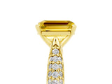 Yellow gold Emerald Cut Diamond Solitaire Engagement Ring with Pavé Band and Four-Prong Setting_5