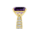 Yellow gold Emerald Cut Diamond Solitaire Engagement Ring with Pavé Band and Four-Prong Setting_5