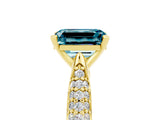 Yellow gold Emerald Cut Diamond Solitaire Engagement Ring with Pavé Band and Four-Prong Setting_5