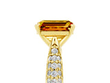 Yellow gold Emerald Cut Diamond Solitaire Engagement Ring with Pavé Band and Four-Prong Setting_5