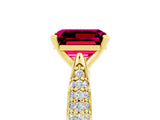 Yellow gold Emerald Cut Diamond Solitaire Engagement Ring with Pavé Band and Four-Prong Setting_5
