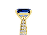 Yellow gold Emerald Cut Diamond Solitaire Engagement Ring with Pavé Band and Four-Prong Setting_5