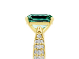 Yellow gold Emerald Cut Diamond Solitaire Engagement Ring with Pavé Band and Four-Prong Setting_5