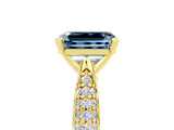 Yellow gold Emerald Cut Diamond Solitaire Engagement Ring with Pavé Band and Four-Prong Setting_5