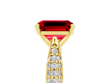 Yellow gold Emerald Cut Diamond Solitaire Engagement Ring with Pavé Band and Four-Prong Setting_5