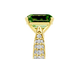 Yellow gold Emerald Cut Diamond Solitaire Engagement Ring with Pavé Band and Four-Prong Setting_5