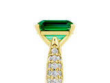 Yellow gold Emerald Cut Diamond Solitaire Engagement Ring with Pavé Band and Four-Prong Setting_5