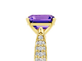 Yellow gold Emerald Cut Diamond Solitaire Engagement Ring with Pavé Band and Four-Prong Setting_5