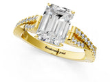 Yellow gold Emerald Cut Diamond Solitaire Engagement Ring with Twisted Pavé Band and Four-Prong Setting_70