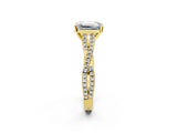 Yellow gold Emerald Cut Diamond Solitaire Engagement Ring with Twisted Pavé Band and Four-Prong Setting_71