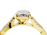 Yellow gold Emerald Cut Diamond Solitaire Engagement Ring with Twisted Pavé Band and Four-Prong Setting_73