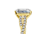 Yellow gold Emerald Cut Diamond Solitaire Engagement Ring with Twisted Pavé Band and Four-Prong Setting_74