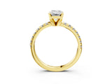 Yellow gold Emerald Cut Diamond Solitaire Pavé Engagement Ring with Round Band and Prong Setting_59
