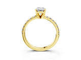 Yellow gold Emerald Cut Diamond Solitaire Pavé Engagement Ring with Round Band and Prong Setting_77