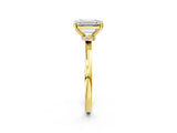 Yellow gold Emerald Cut Diamond Solitaire Ring with Classic Band and Four-Prong Setting_10