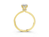 Yellow gold Emerald Cut Diamond Solitaire Ring with Classic Band and Four-Prong Setting_11
