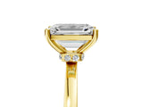 Yellow gold Emerald Cut Diamond Solitaire Ring with Classic Band and Four-Prong Setting_13