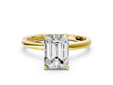 Yellow gold Emerald Cut Diamond Solitaire Ring with Classic Band and Four-Prong Setting_8
